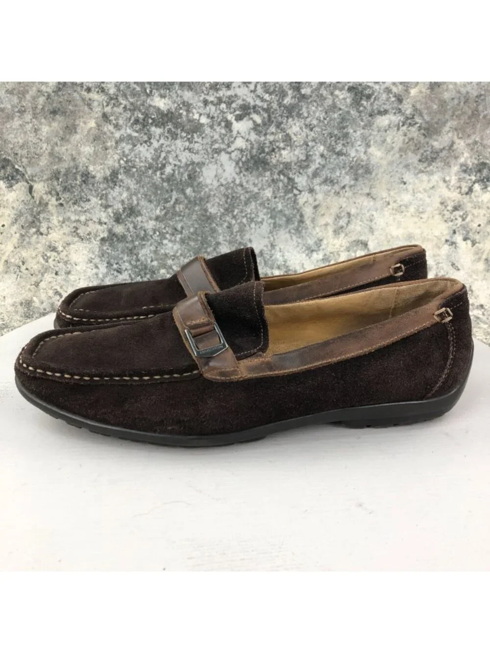 Florsheim Men's Size 10D Brown Leather Moc Toe Slip On Buckle Driving Loafers